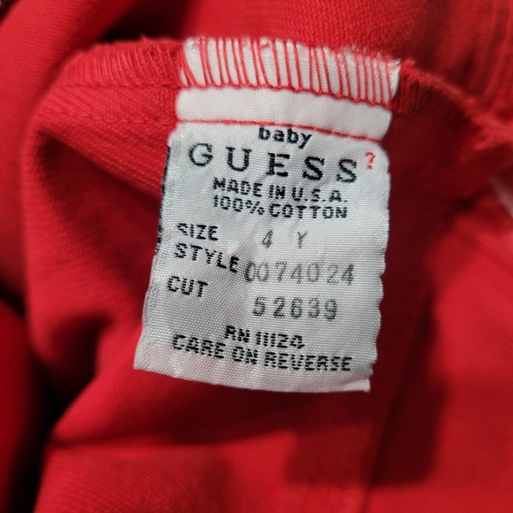 VINTAGE 90s-early 2000s Baby Guess Jean Red Zip Back Dress Size 4Y - Picture 6 of 7